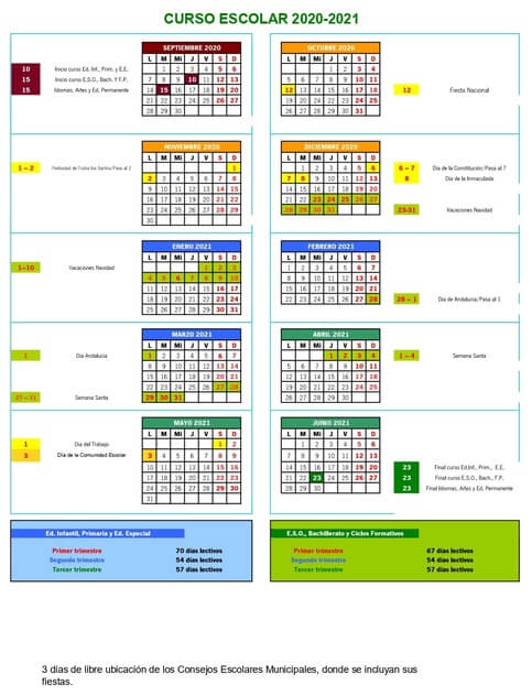 calendario escolar Linares